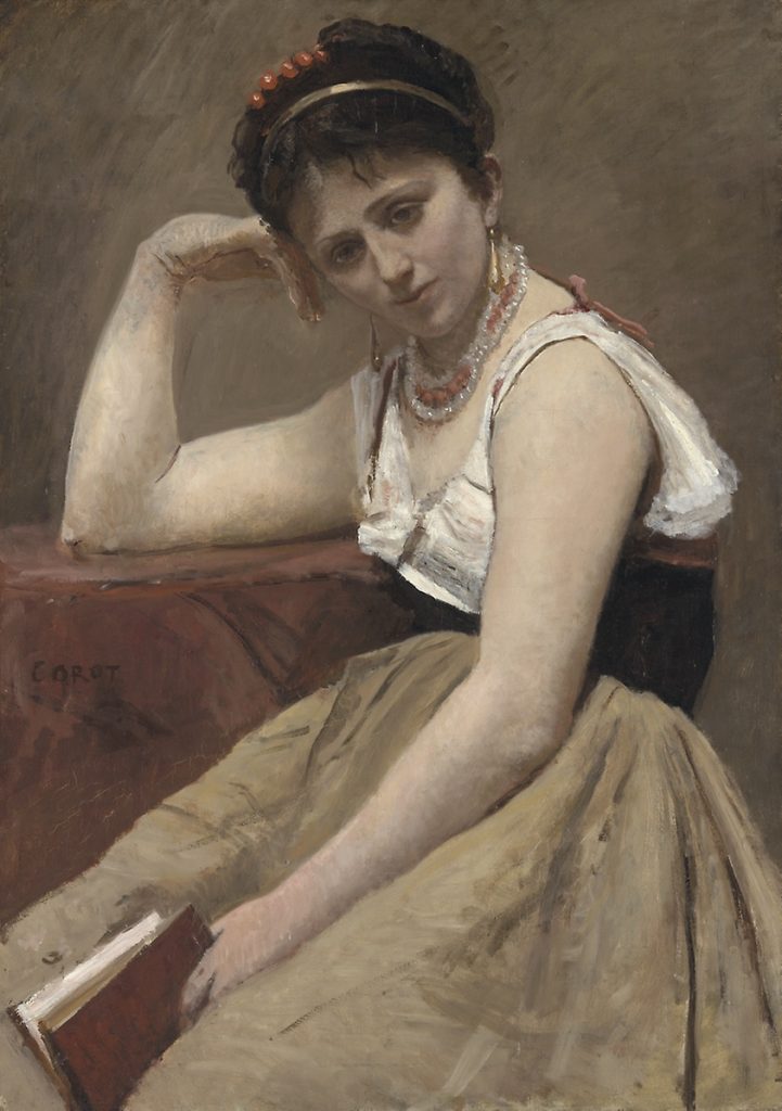 Corot painting Interrupted Reading